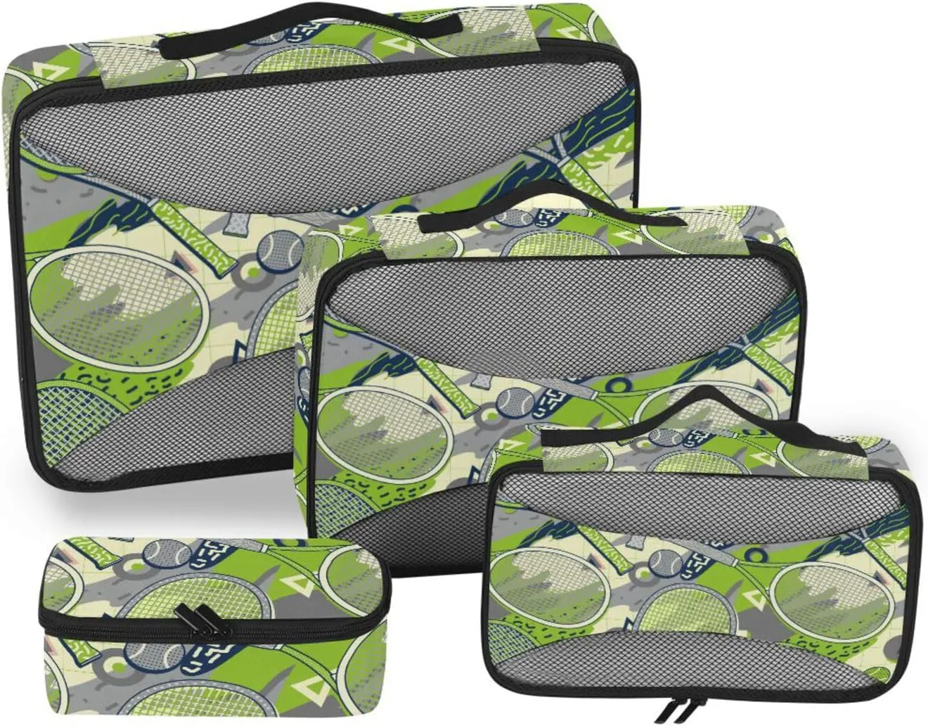 Travel Cubes 4 Set Luggage Packing Cubes Suitcase Packing Cubes for Travel Oacking Cubes Colorful Tennis Ball Memphis