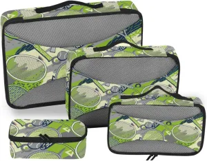 Travel Cubes 4 Set Luggage Packing Cubes Suitcase Packing Cubes for Travel Oacking Cubes Colorful Tennis Ball Memphis