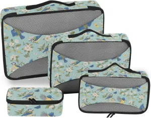 Travel Cubes for Packing 4 Set Luggage Cubes for Packing Packing Organizers for Luggage Packing Cuves Birds Flowers