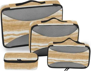 Travel Cubes for Packing 4 Set Luggage Cubes for Packing Travel Organizers Packing Cubed Linen Texture
