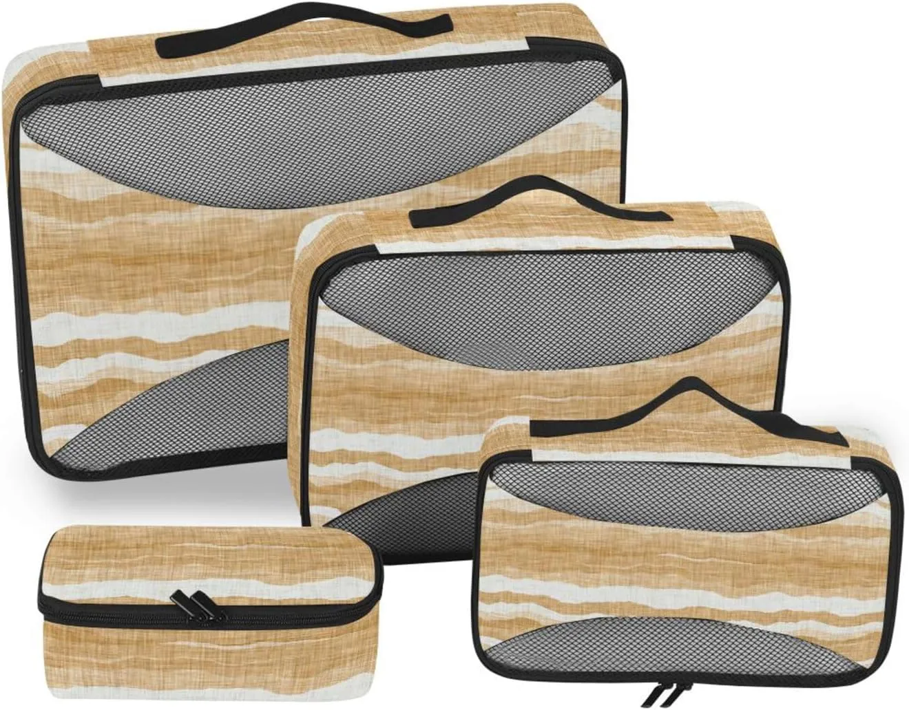 Travel Cubes for Packing 4 Set Luggage Cubes for Packing Travel Organizers Packing Cubed Linen Texture