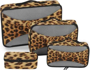 Travel Cubes for Packing Set of 4 Luggage Cubes Travel Cubes for Luggage Pcking Cubes Leopard