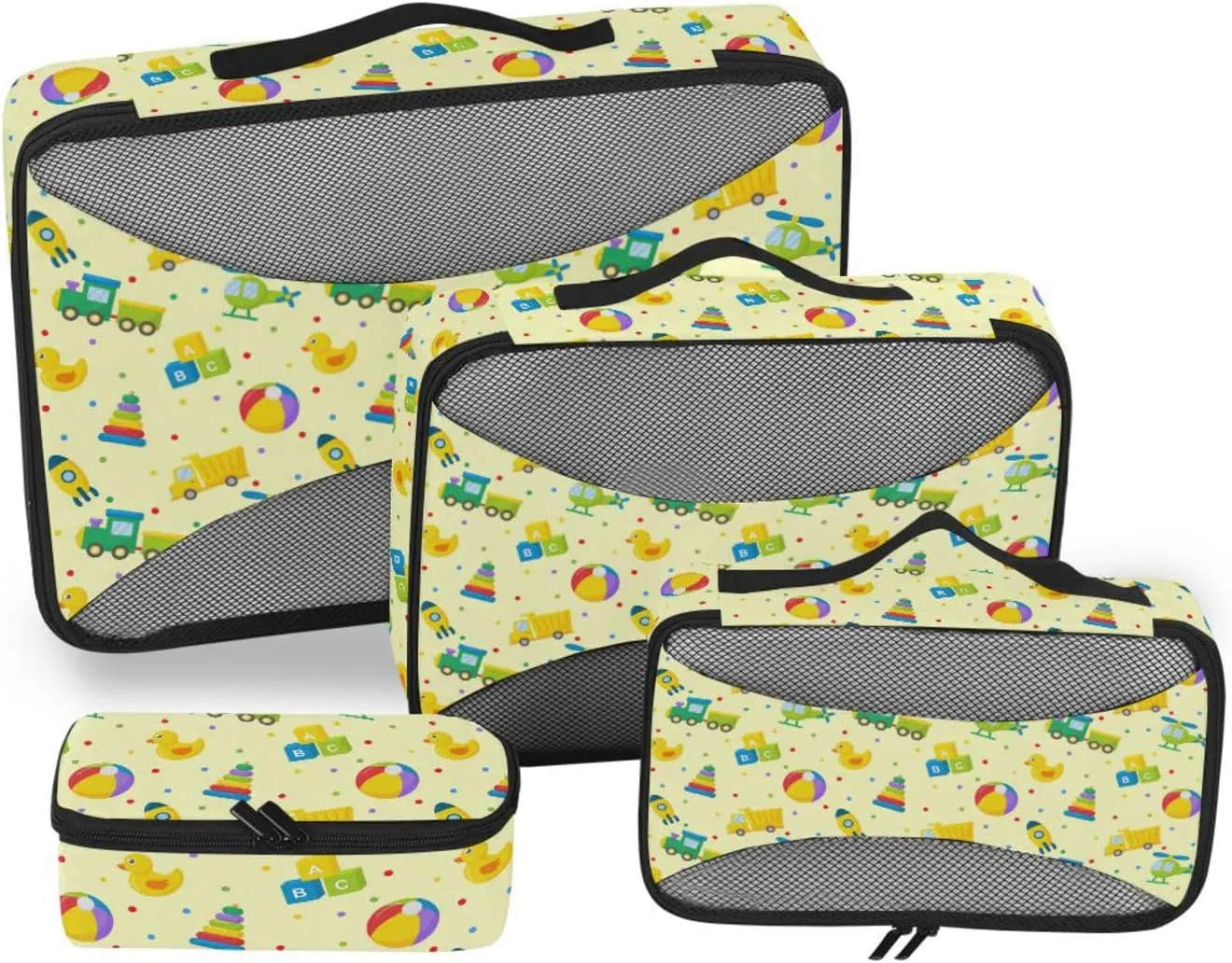 Travel Cubes Set of 4 Luggage Packing Cubes Packing Cubes for Travel Women Packing Cubed Cartoon Tansport Toys
