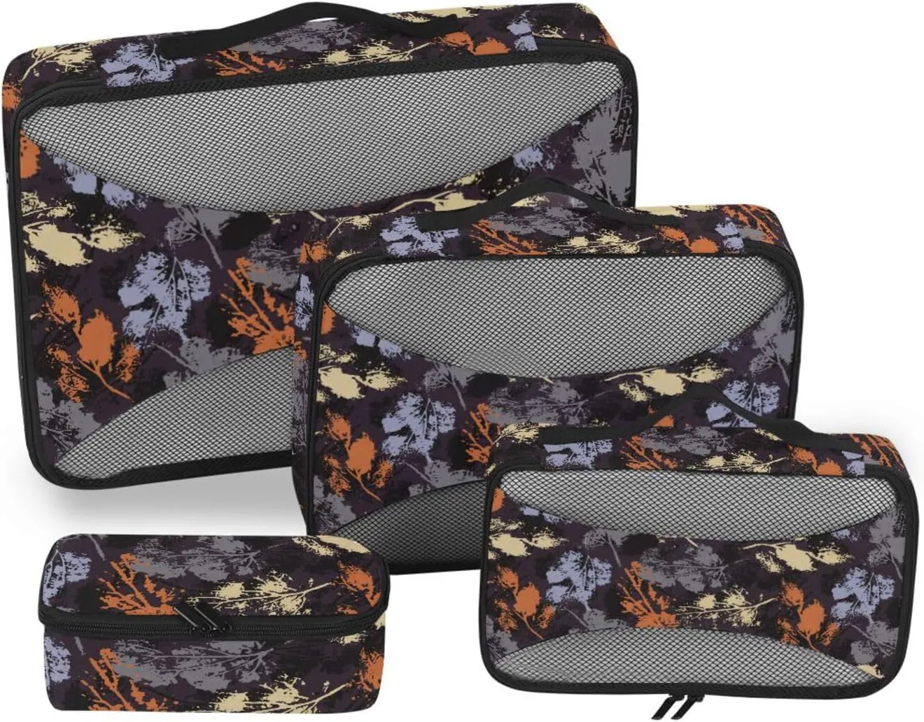 Travel Packing Cubes 4 Set Luggage Bags Organizers Travel Cubes for Packing Carry on Bag Packing Cubs Foliage Leaves Camouflage