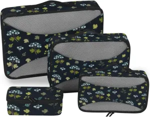 Travel Packing Cubes Set of 4 Luggage Organizer Bags Packing Cubes Travel Packing Cuves Floral & Leaves