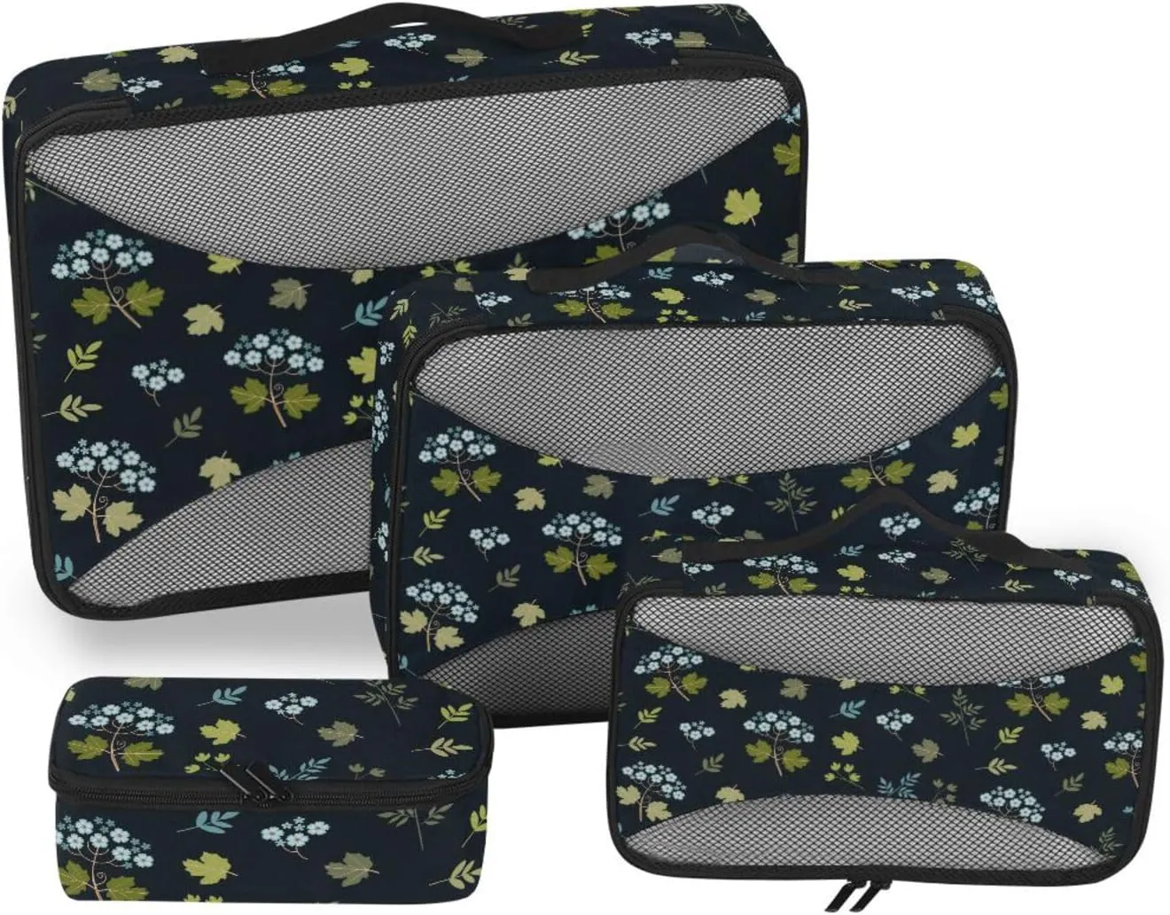 Travel Packing Cubes Set of 4 Luggage Organizer Bags Packing Cubes Travel Packing Cuves Floral & Leaves