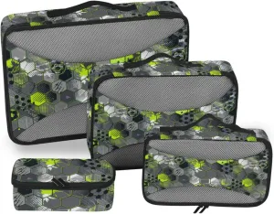Travel Packing Organizers 4 Set Luggage Organizer Bags Suitcase Packing Cubes Paxking Cubes Grunge Football Pattern
