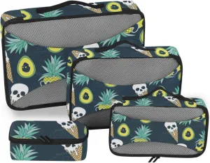 Travel Packing Organizers 4 Set Luggage Organizers for Suitcase Travel Cubes for Packing Women Pcking Cubes Skull Pineapple
