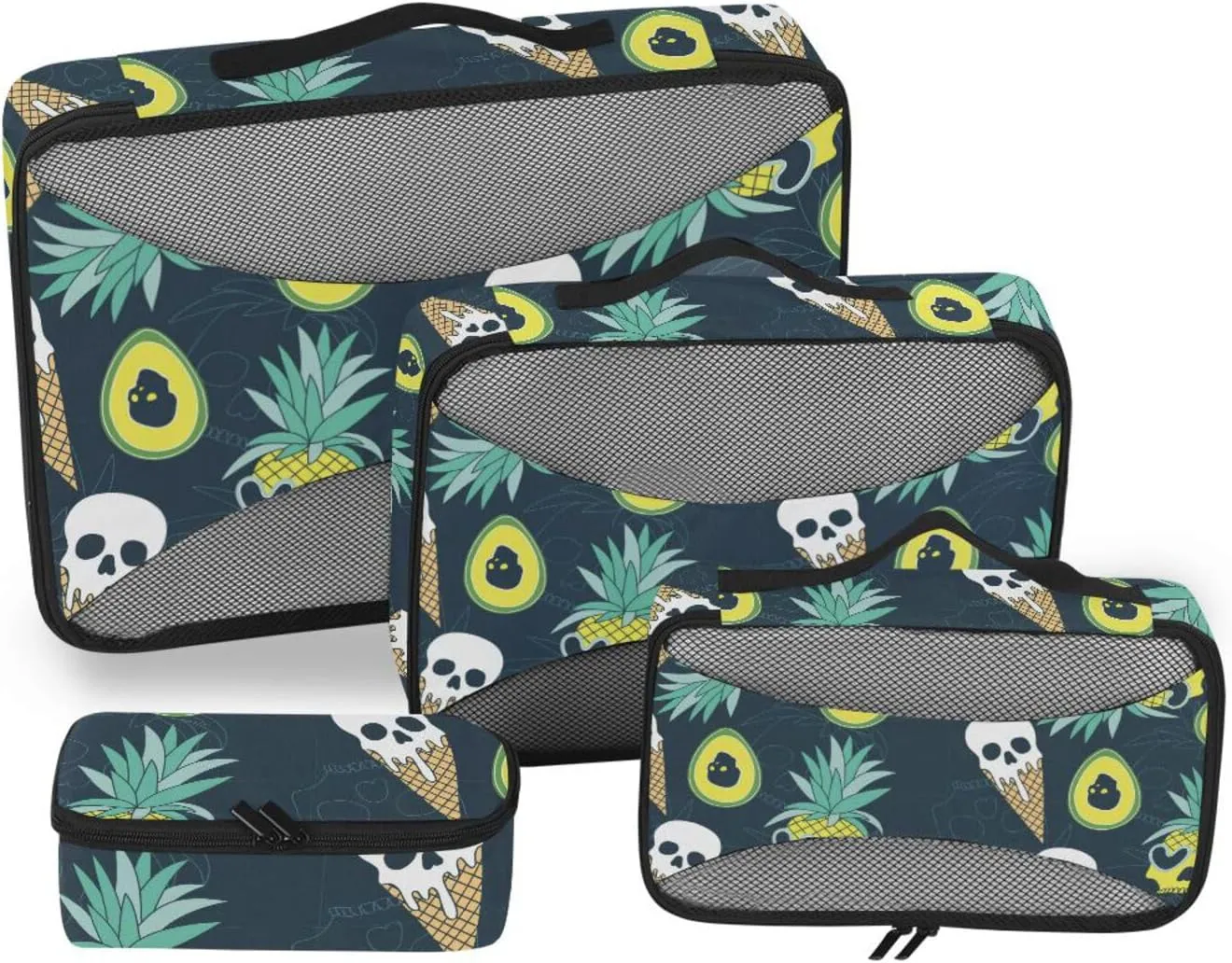 Travel Packing Organizers 4 Set Luggage Organizers for Suitcase Travel Cubes for Packing Women Pcking Cubes Skull Pineapple