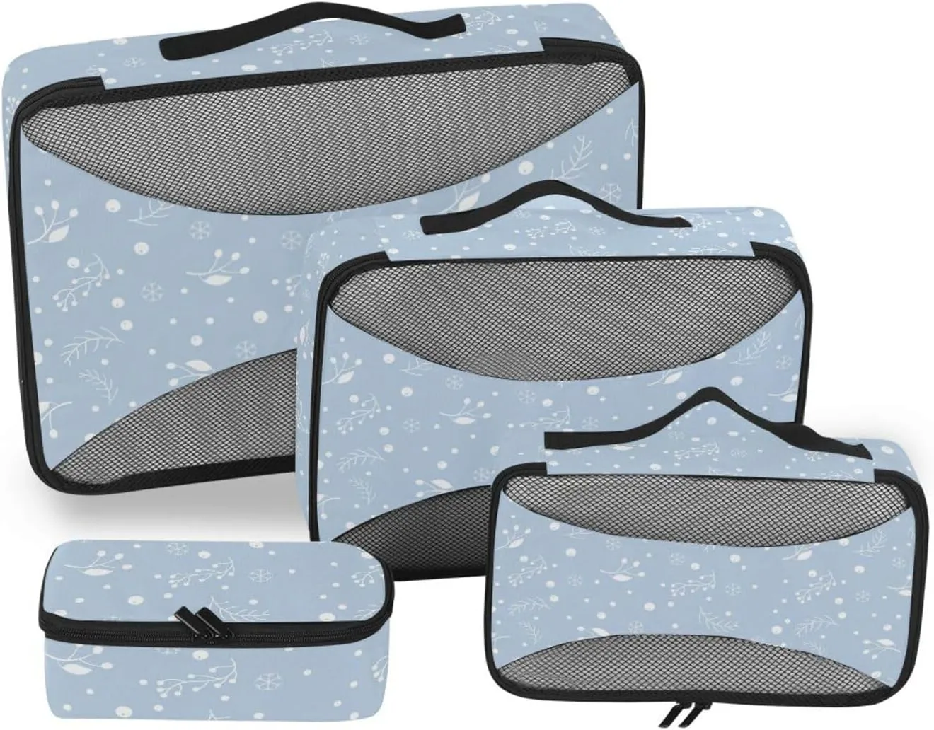 Travel Packing Organizers 4 Set Suitcase Organizer Suitcase Packing Cubes Packing Cube Berries Branches on Blue