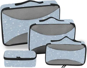 Travel Packing Organizers 4 Set Suitcase Organizer Suitcase Packing Cubes Packing Cube Berries Branches on Blue