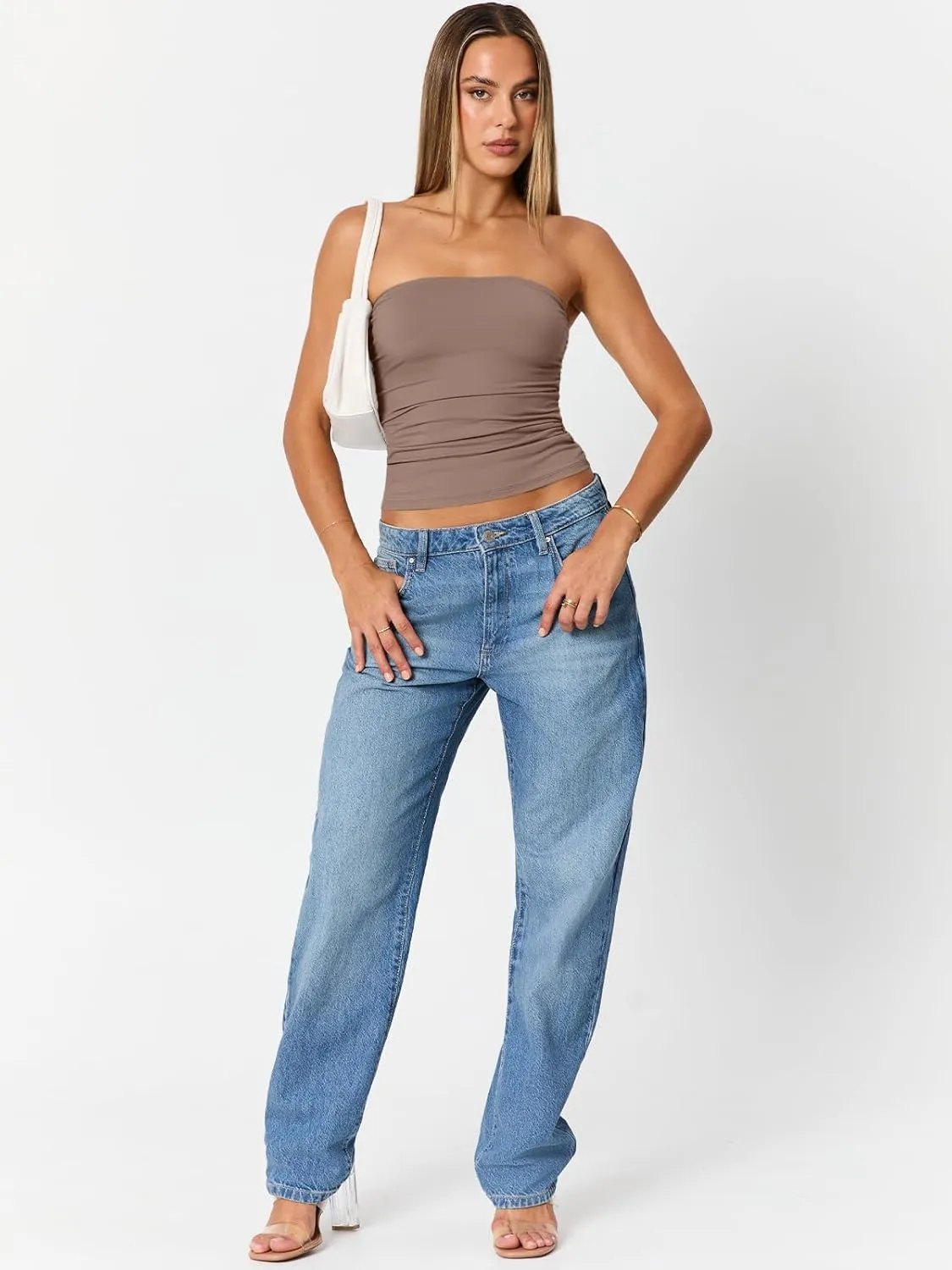 Trendy Queen Womens Cute Summer Tube Tops Going Out Strapless Ruched Backless Sleeveless Bandeau Y2k Clothes 2025