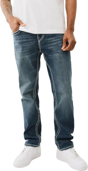 True Religion Men's Rocco Super T Jeans with Flap Pockets - Skinny Slim Fit Denim