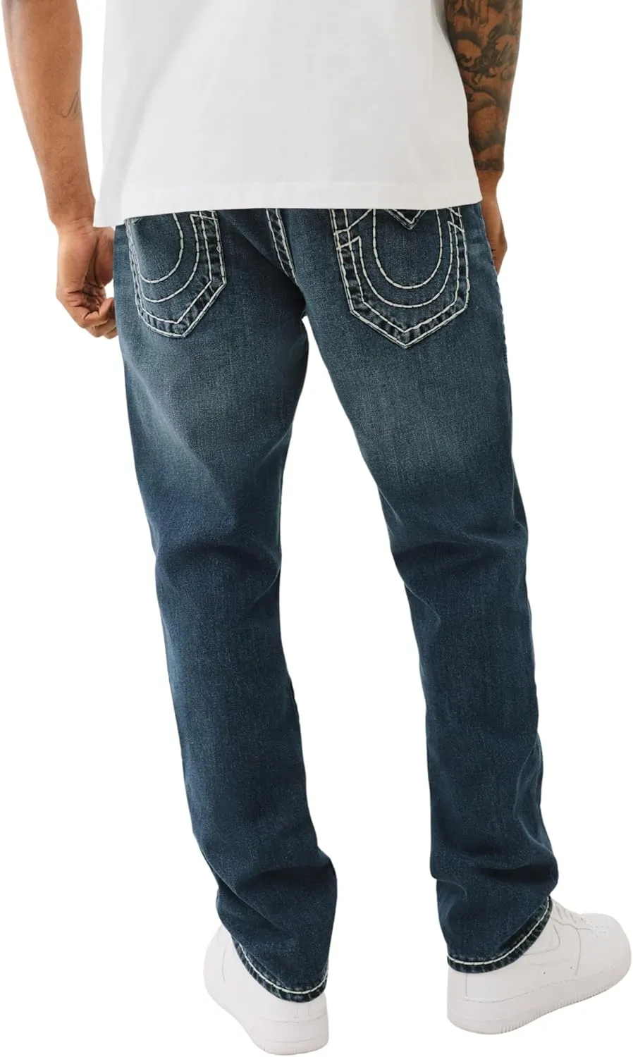 True Religion Men's Rocco Super T Jeans with Flap Pockets - Skinny Slim Fit Denim