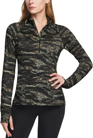 TSLA Women's 1/2 Zip Thermal Pullover Shirts, Lightweight Slim Fit Athletic Fleece Lining Winter Running Sweatshirt