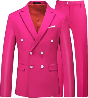 UNINUKOO Mens Suits 2 Piece Double Breasted Tuxedo Suit Slim Fit Wedding Party Dress Formal Suits for Men