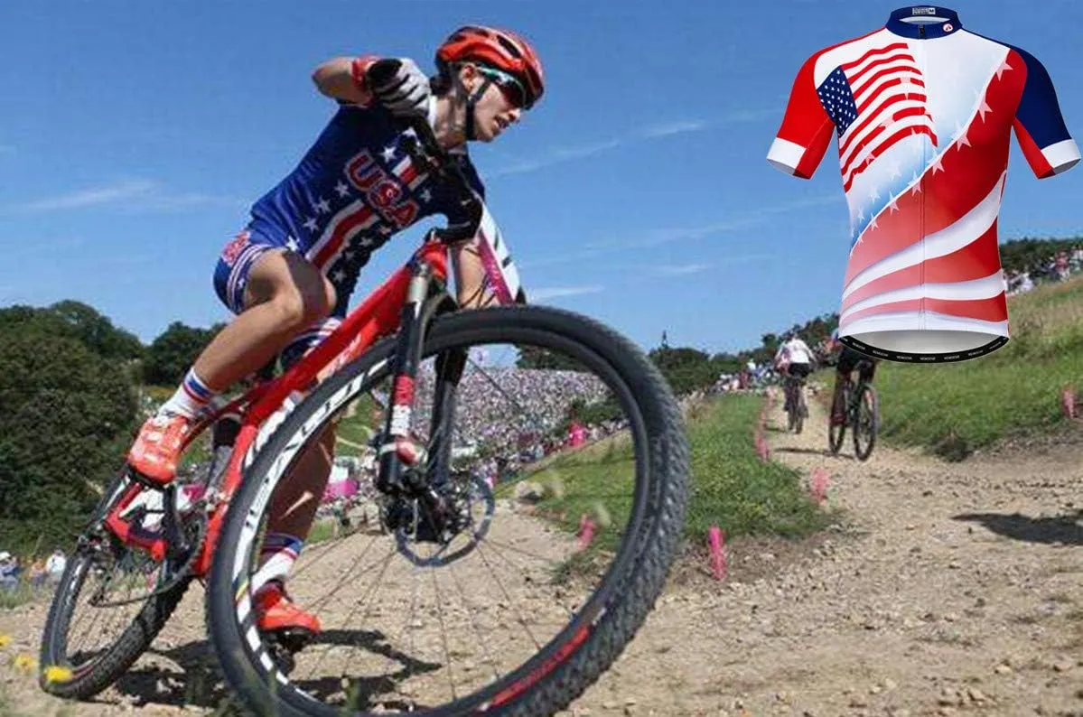 USA Cycling Jerseys Men, USA Flags Bicycle Shirts Summer Riding Tops Quick Dry Bicycle Jersey S-3XL