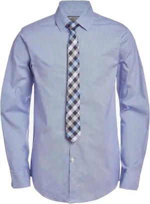 Van Heusen Boys' Long Sleeve Collared Button-Down Dress Shirt and Tie Set