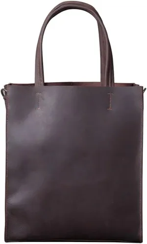 Vintage Crazy Horse Leather Tote Bag Large Shopping Bag Computer Bag