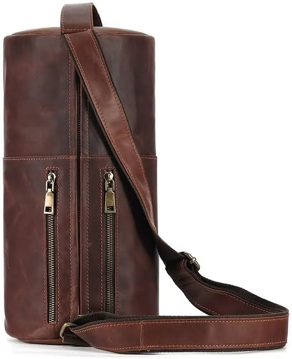 Vintage Crossbody Bag Cylinder Bag Crossbody Shoulder Bag Chest Bag Men's Bag