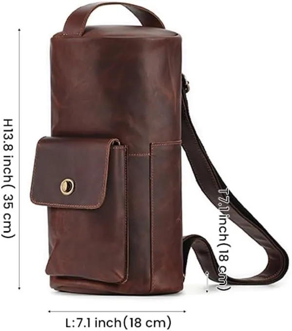 Vintage Crossbody Bag Cylinder Bag Crossbody Shoulder Bag Chest Bag Men's Bag