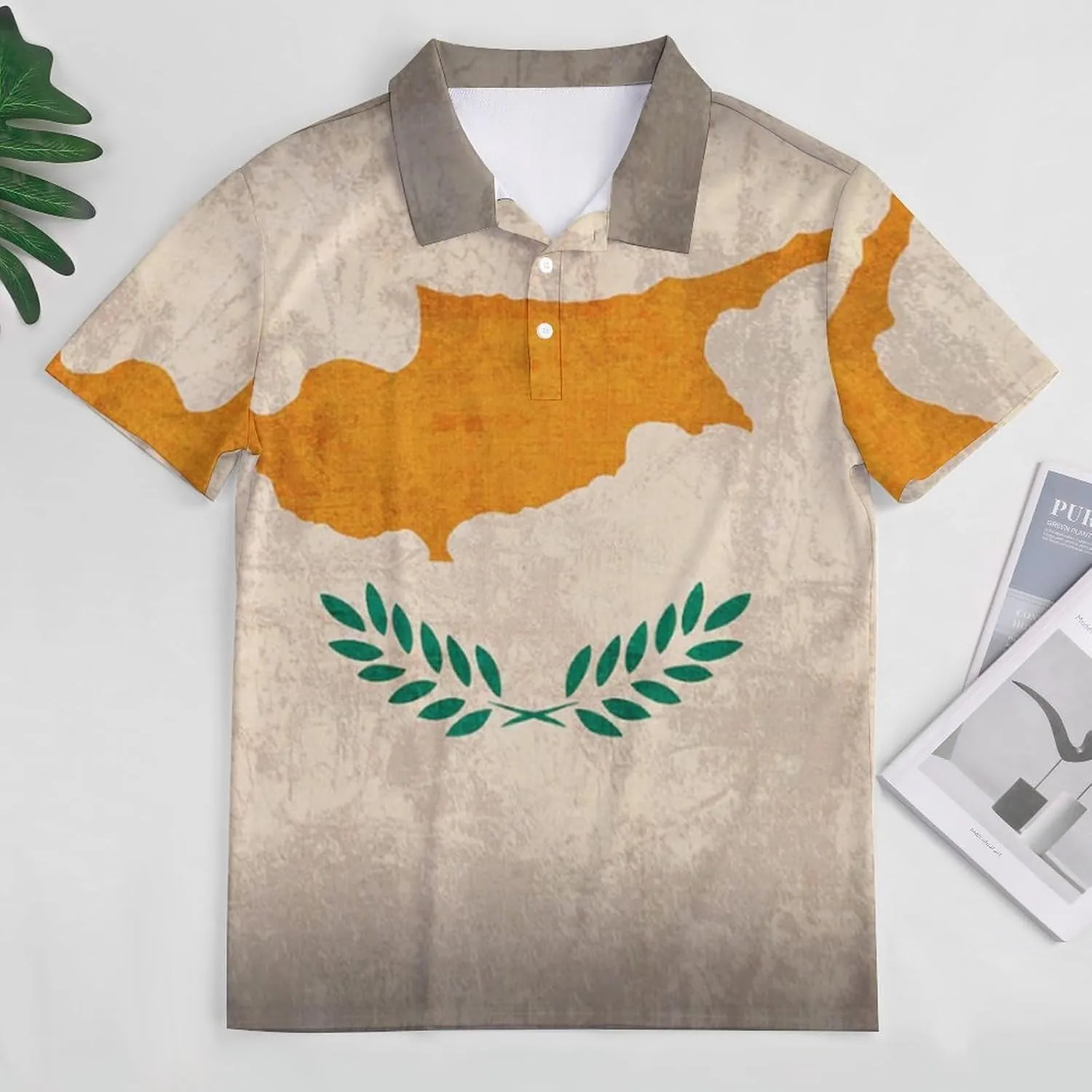 Vintage Cyprus Flag Slim Fit Men's Short Sleeve Polo Shirts Quick-Dry Breathable Golf T-Shirt Tops