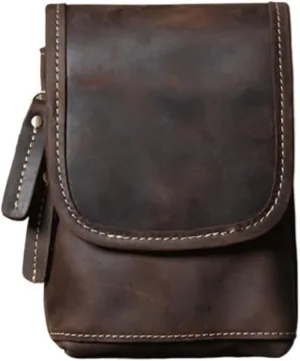 Vintage Mini Shoulder Crossbody Pouch Chest Bun Top Layer Cowhide Phone Bag