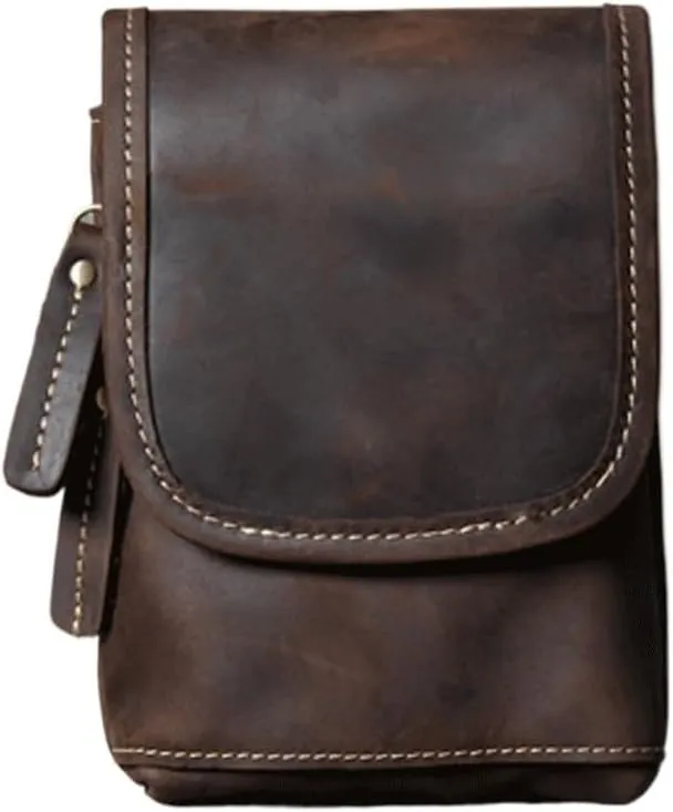Vintage Mini Shoulder Crossbody Pouch Chest Bun Top Layer Cowhide Phone Bag
