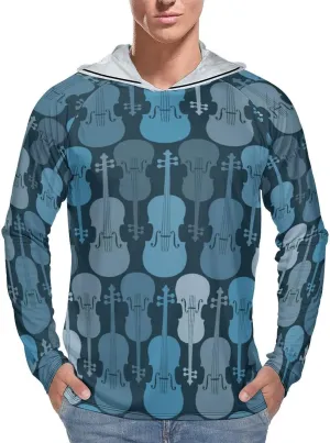 Violins Gray-Blue Men's Quick Dry Long Sleeve Shirts UV Sun Protection Moisture Wicking T-Shirt