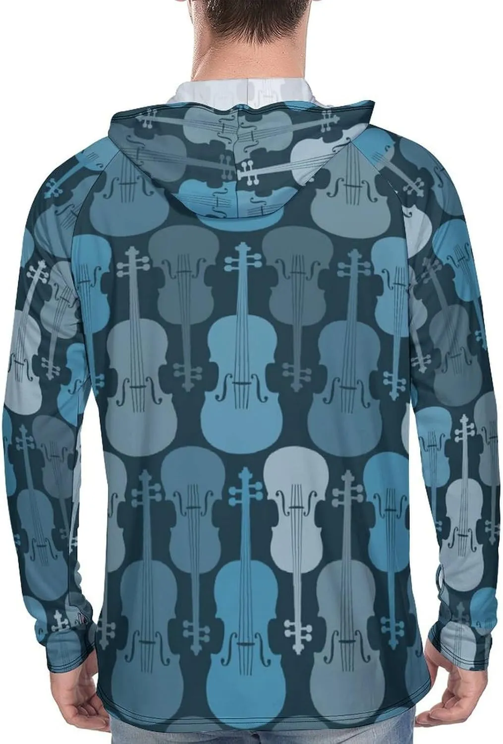 Violins Gray-Blue Men's Quick Dry Long Sleeve Shirts UV Sun Protection Moisture Wicking T-Shirt