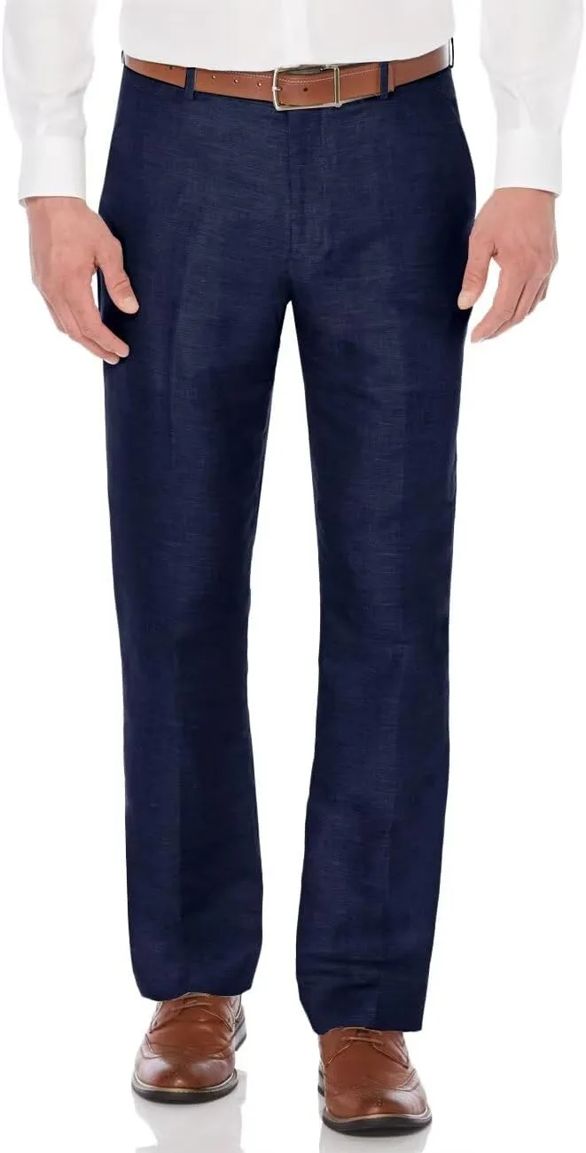 Wangyue Mens Linen Pants Slim Fit Casual Linen Beach Summer Pants for Wedding Casual Lightweight Linen Trousers