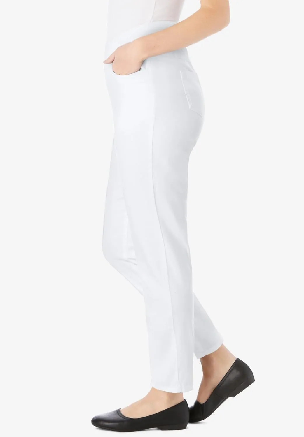 Woman Within Plus Size Flex-Fit Pull-On Straight-Leg Denim Jean