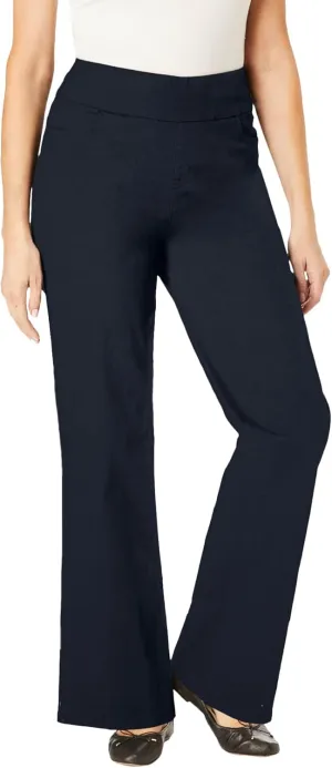 Woman Within Plus Size Flex-Fit Pull-On Wide-Leg Denim Jean