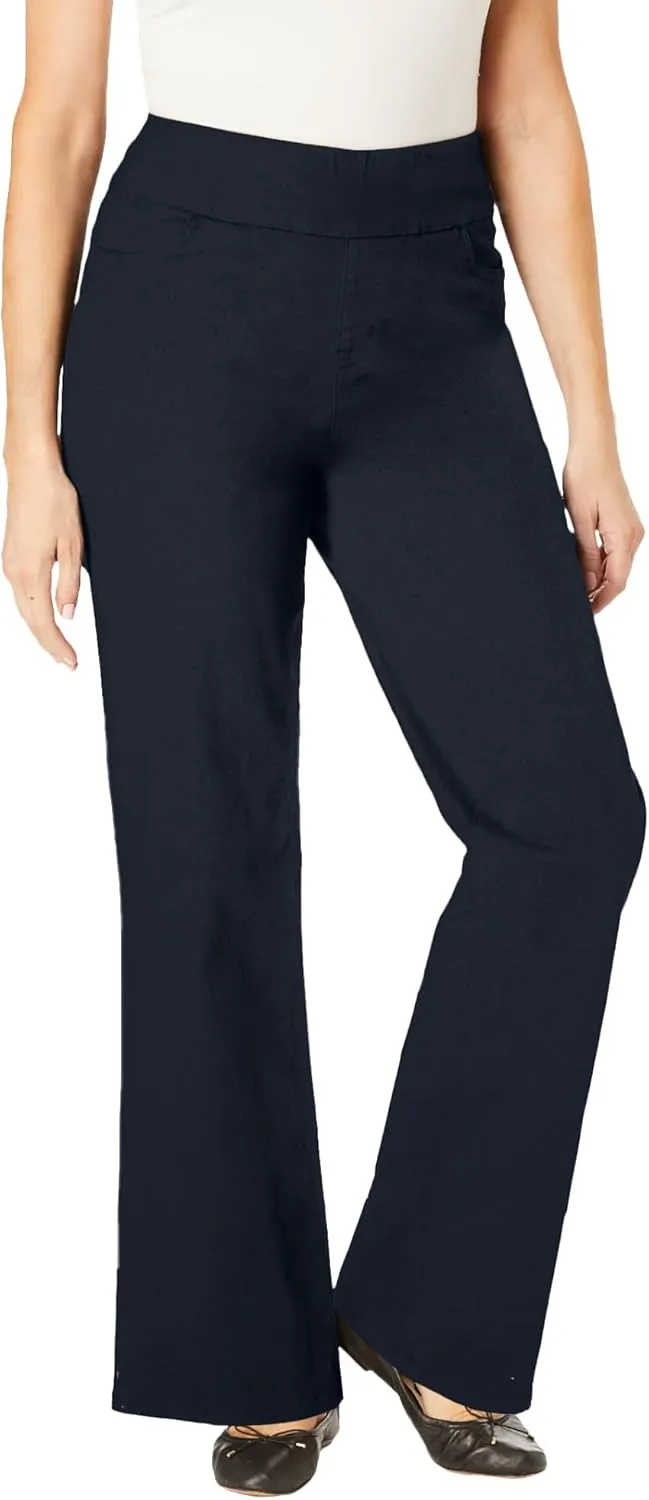Woman Within Plus Size Flex-Fit Pull-On Wide-Leg Denim Jean