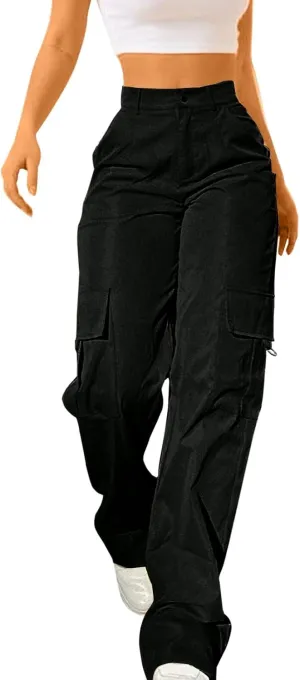 Women Cargo Pants High Waist Wide Leg Casual Baggy Work Pant Palazzo Lounge Tousers Going Out Outfits with Pockets