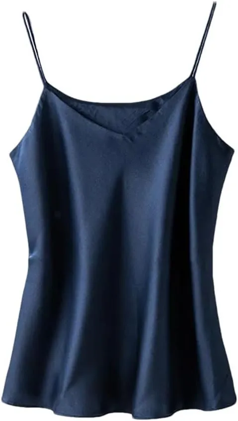 Women Double-Layer Silk Camisoles Mulberry-Silk V-Neck Tanks Summer Vest