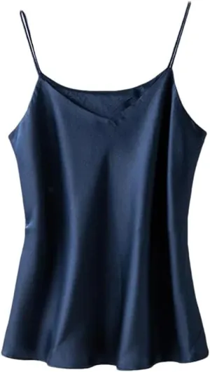 Women Double-Layer Silk Camisoles Mulberry-Silk V-Neck Tanks Summer Vest