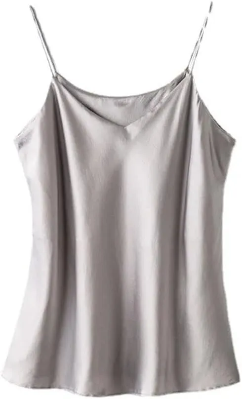 Women Double-Layer Silk Camisoles Mulberry-Silk V-Neck Tanks Summer Vest