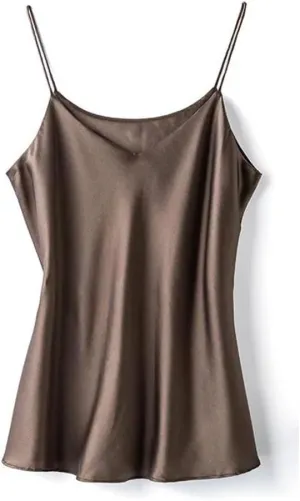 Women Double-Layer Silk Camisoles Mulberry-Silk V-Neck Tanks Summer Vest