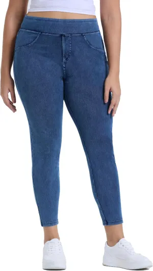 Women Plus Size 1X-4X High Waist Knit Denim Jegging Tummy Control Stretch Jean Pull-On Pant