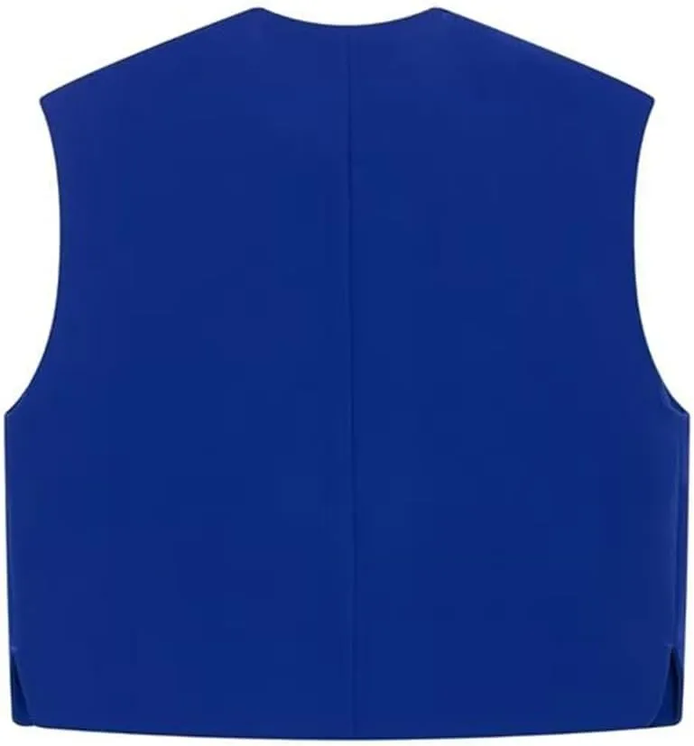 Women Solid Color Vest O-Neck Single Breasted Sleeveless Crop Top Casual Camisole