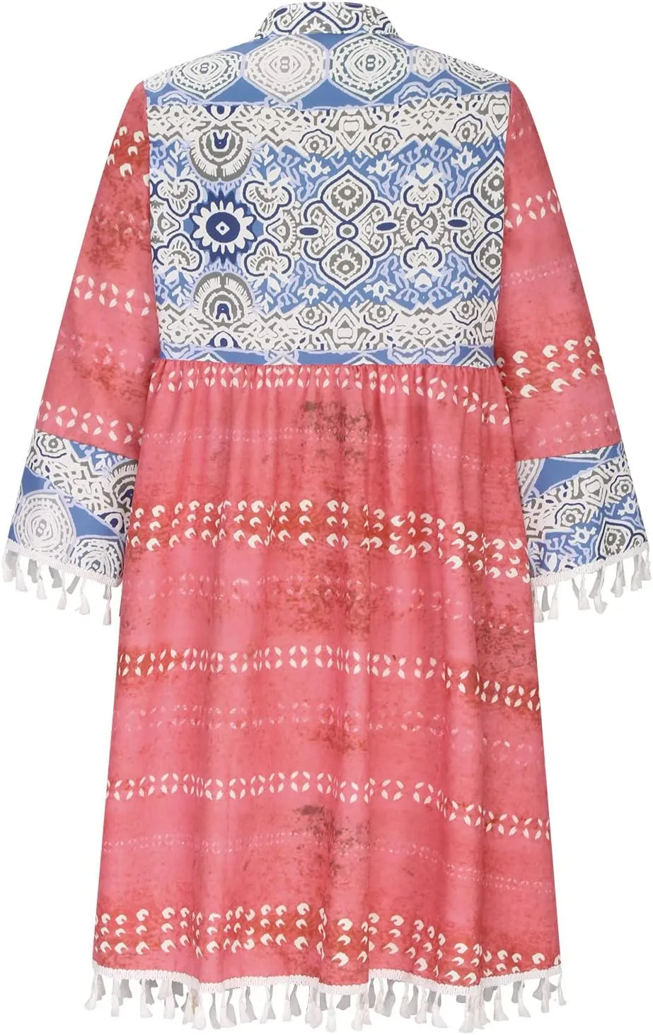 Women Summer Dresses Casual V Neck 3/4 Long Sleeve Dress Ruffle Floral Flowy Boho Babydoll Mini Short Beach Dress