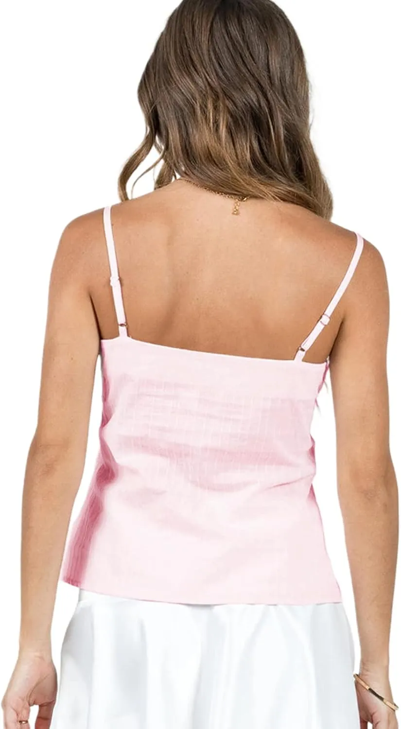 Women Y2k V Neck Camisole Tank Top Spaghetti Straps Lace Patchwork Summer Tops for Party Club
