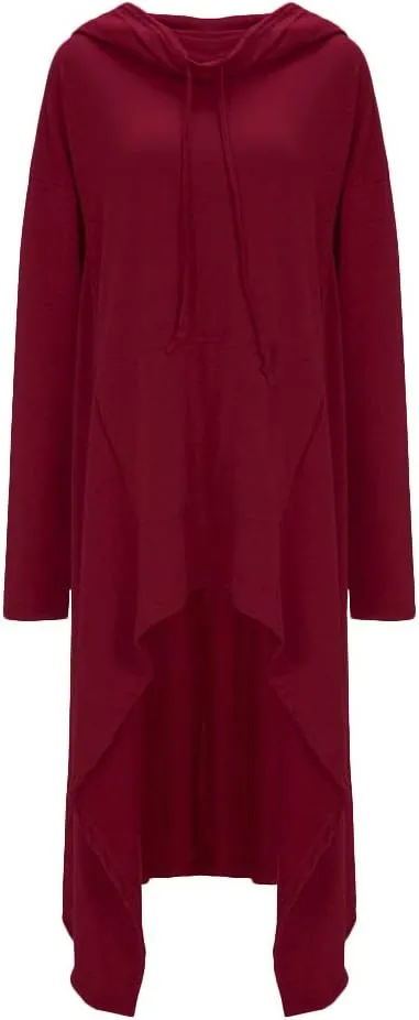 Womens Asymmetric Hem Long Sleeve Loose Casaul Hoodies Sweatshirts Tunic Tops