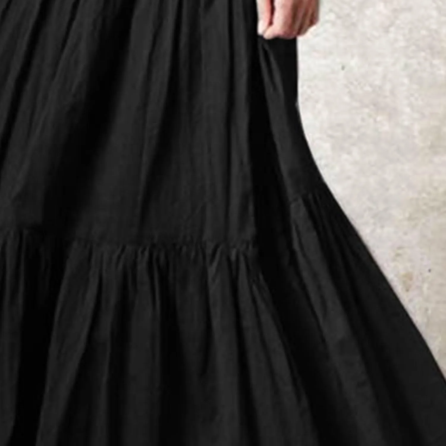WomenS Boho Elastic High Waist Maxi Skirts Pleated A-Line Flowy Swing Skirt Asymmetric Tiered Maxi Long Skirt Dress