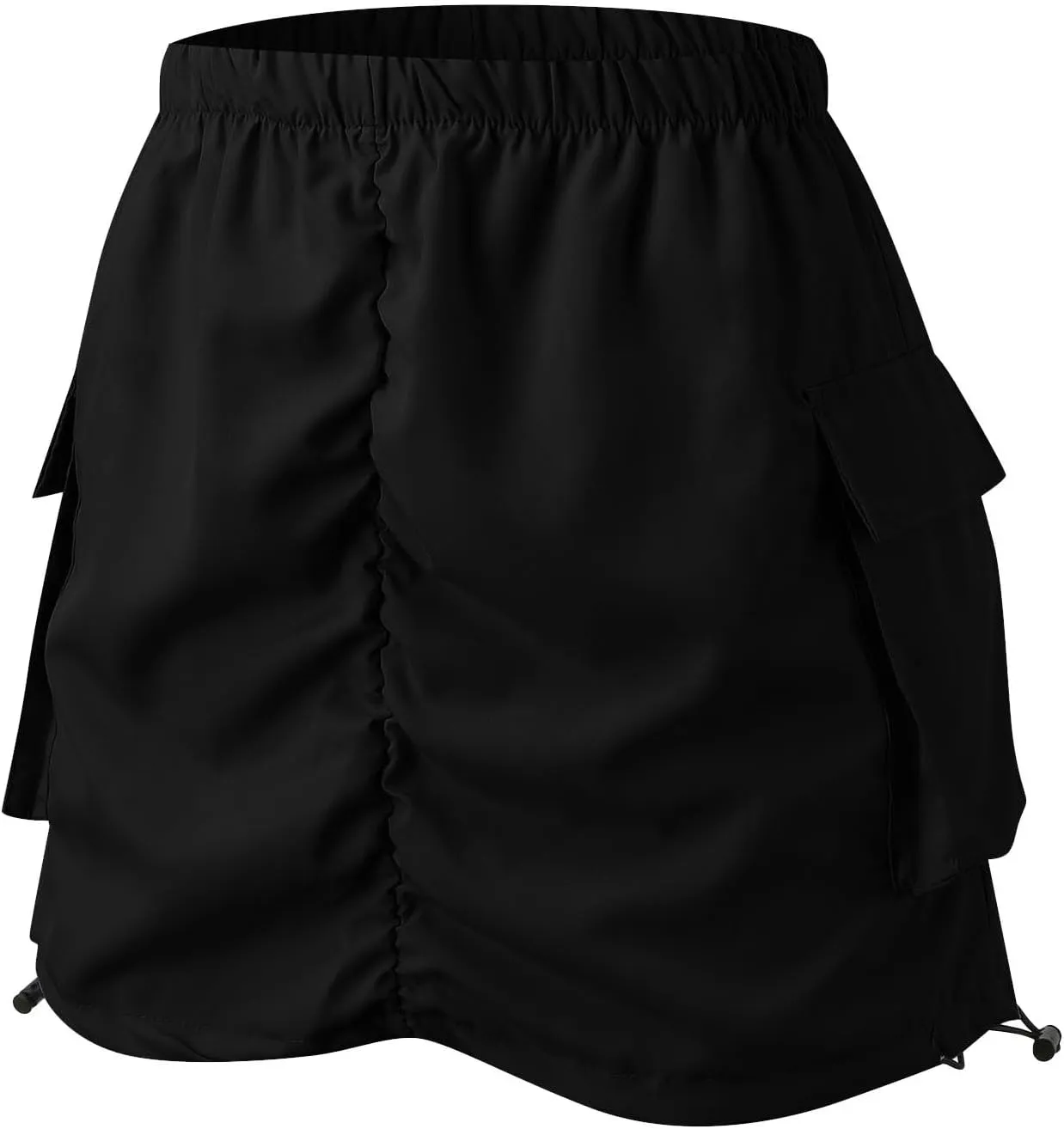 Womens Cargo Skirt Casual Summer High Waisted Bodycon Pencil Ruched Mini Skirts Side Drawstring and Hot Mini