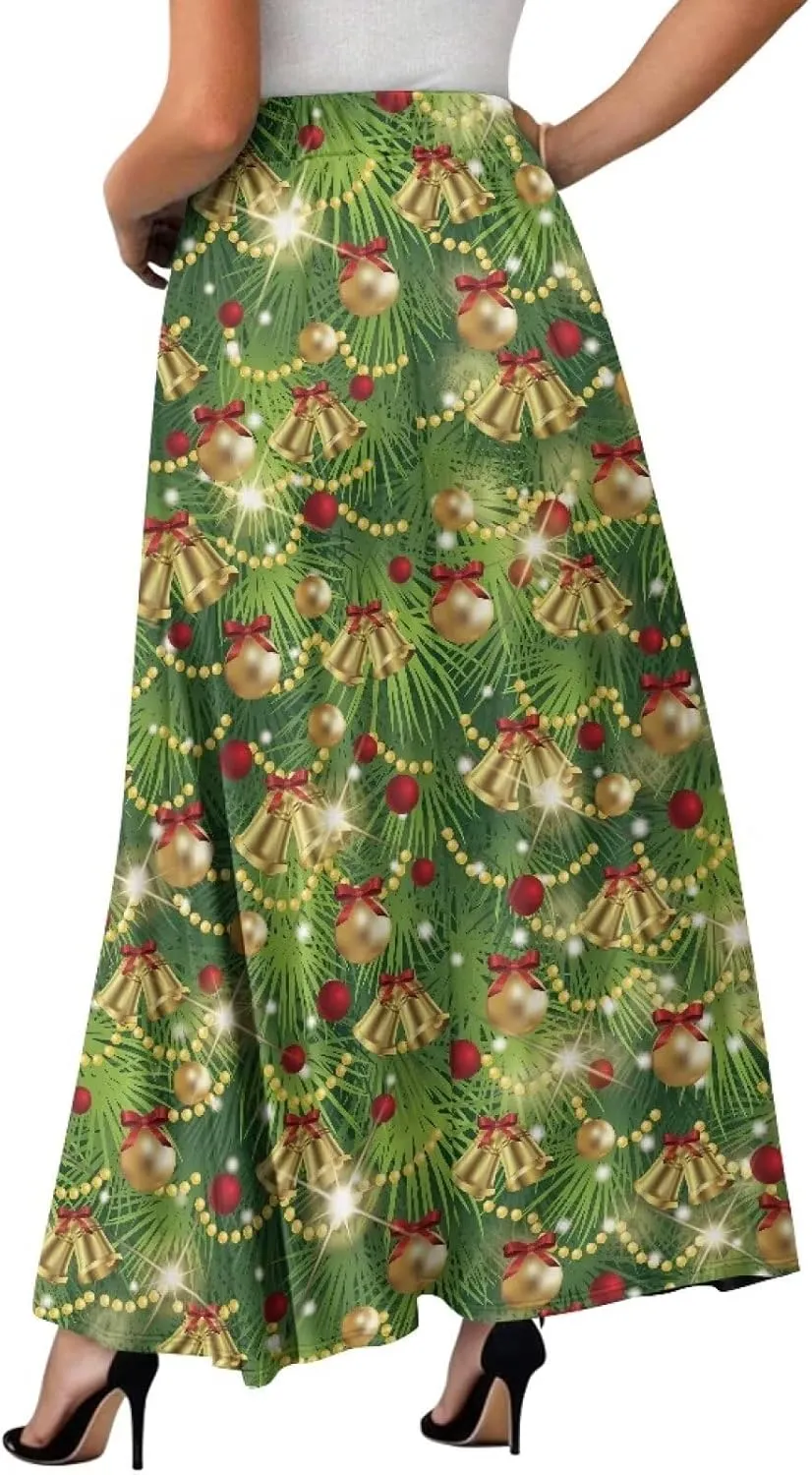 Women's Casual Skirt High Waiste Pleated Long Maxi Swing Skirt Party Vacation Bridesmaid Wedding Guest Dresses