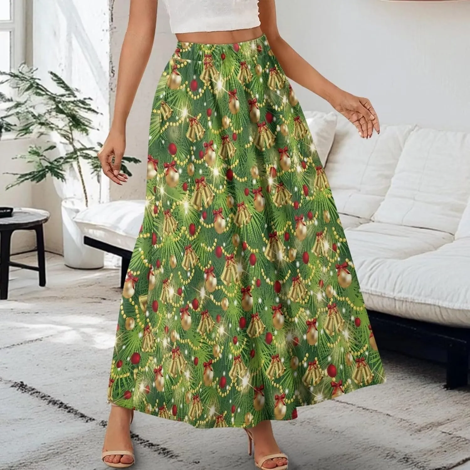 Women's Casual Skirt High Waiste Pleated Long Maxi Swing Skirt Party Vacation Bridesmaid Wedding Guest Dresses
