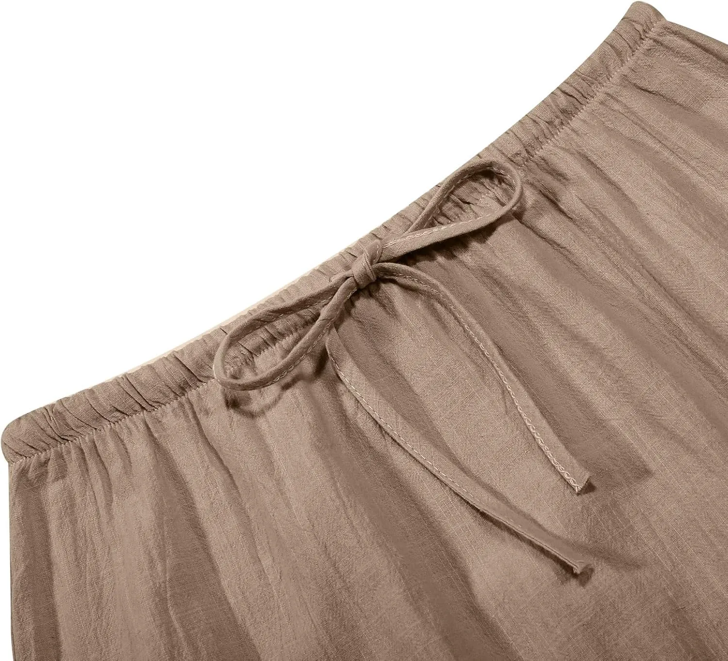Womens Cotton Linen Maxi Skirts Summer Drawstring A Line Long Skirts Casual Trendy Flowy Boho Beach Vacation Outfits
