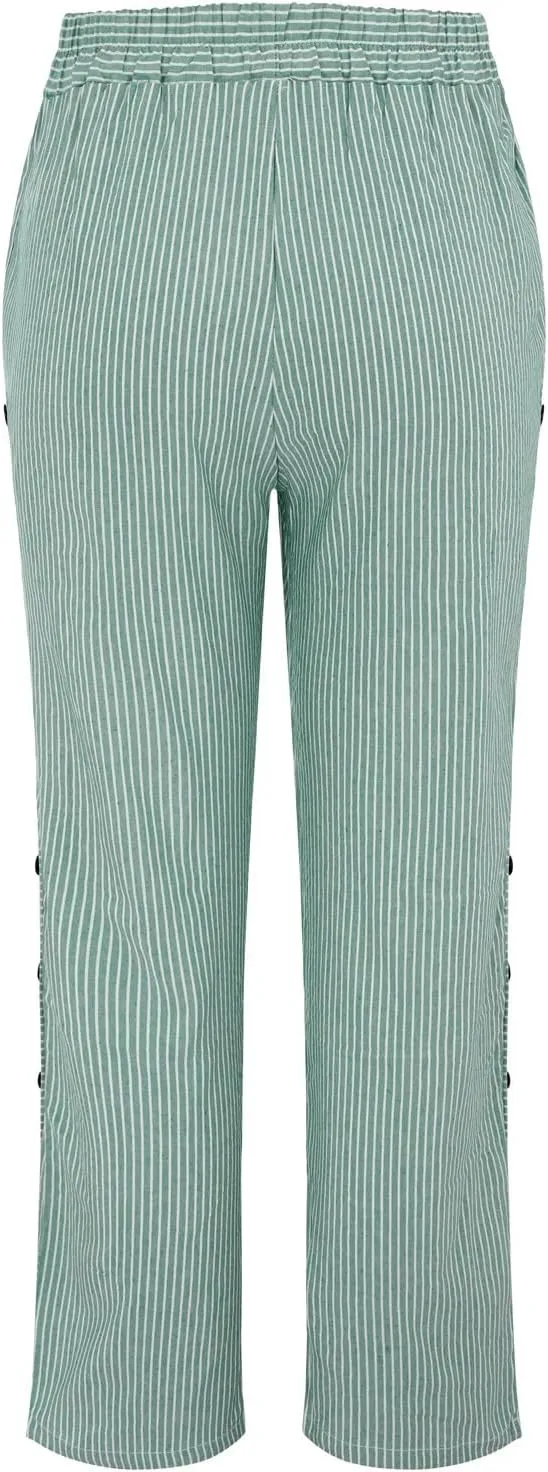 Womens Cotton Linen Palazzo Pants Loose Cotton and Linen Casual Pants Wide Leg Long Lounge Pant Trousers Straight